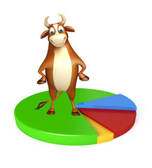 fun Bull cartoon character with circle sign