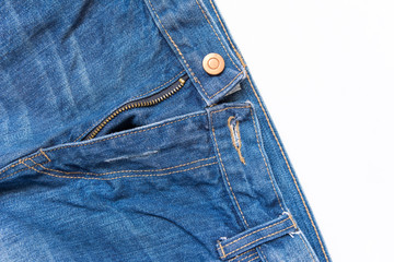 Denim jean on white background