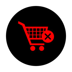 Shopping Cart and X Mark Icon, delete sign