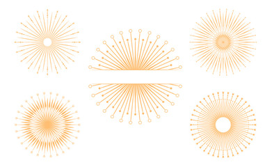 Hand drawn vector design elements. Set of bursting rays. Vintage