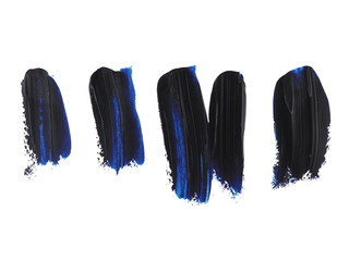 set photo blue grunge brush strokes oil paint isolated on white background, with clipping path