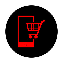 Shopping on smart phone sign