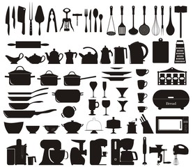 set of kitchen accessories - obrazy, fototapety, plakaty