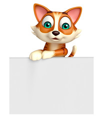 fun  cat cartoon character with white board