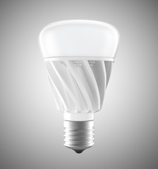 Energy efficient LED light bulbs isolated on gray background. 3D rendering image with clipping path.