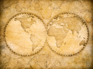 old vintage world map based on image furnished by NASA