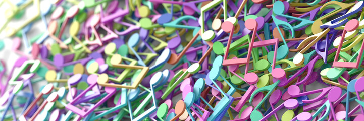 Infinite musical notes 3d rendering