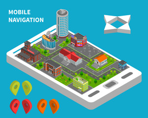 Fototapeta premium Mobile Navigation Isometric Concept 