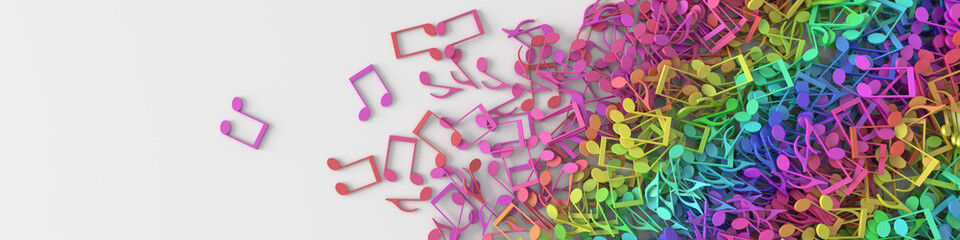 Infinite musical notes 3d rendering