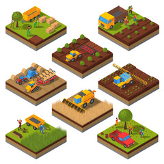 Agricultural Machines Isometric Field Set