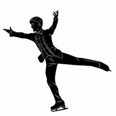 silhouette man figure skater, vector illustration © oldok