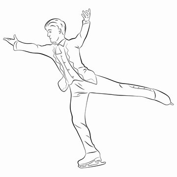 silhouette man figure skater, vector illustration