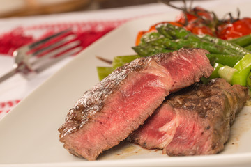 Grilled beef tenderloin with vegetables