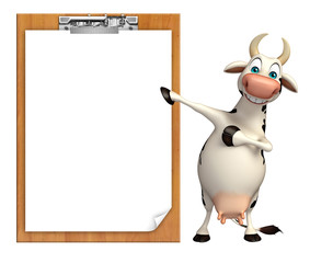 Cow cartoon character exam pad