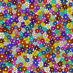 field of flowers seamless pattern