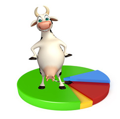 cute Cow cartoon character with sign circle