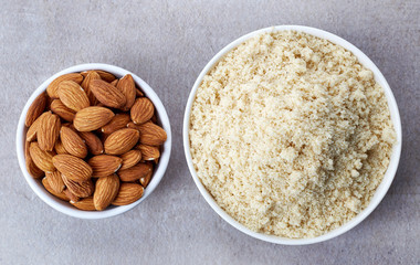 Almond flour and almonds