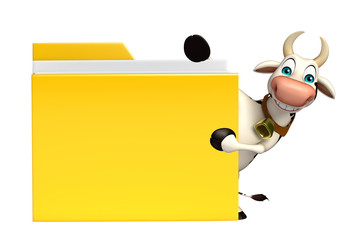 Cow cartoon character with folder