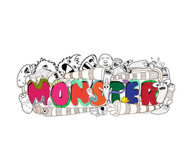 Monster cartoon hand-drawn doodle
