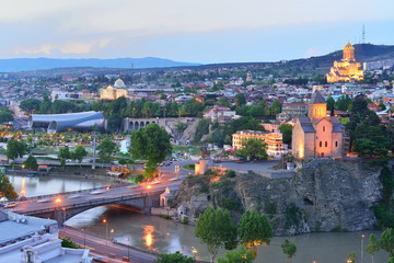 Fototapeta premium night views of Tbilisi. The capital of Georgia. Presidential pal