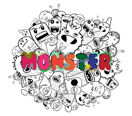Monster cartoon hand-drawn doodle