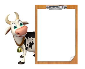 Cow cartoon character exam pad