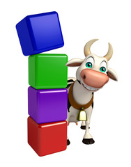 Cow cartoon character with level