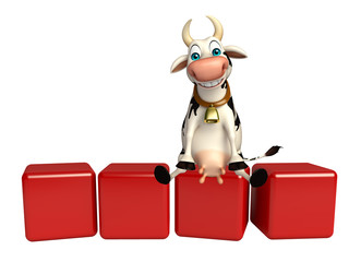 Cow cartoon character with level