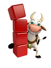 Cow cartoon character with level