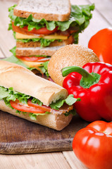 Sandwiches and vegetable. Food. Fresh & healthy food. Concept