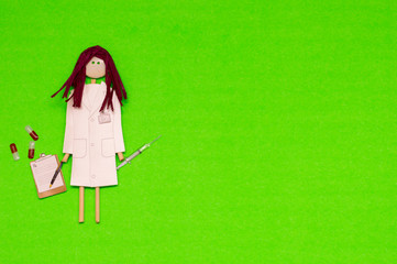 Buttonhead Stickfigure Dr with pills and syringe 