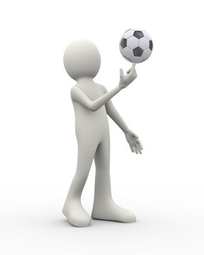 3d soccer player balance spinning football