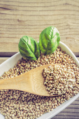 Buckwheat in white bowl