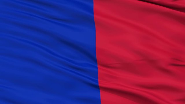 Paris Capital City Flag of France, Close Up Realistic 3D Animation, Seamless Loop - 10 Seconds Long