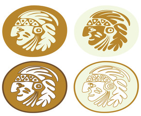 Mexico Aztec Indian Head in EPS 8 format.
