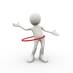 3d man doing hula hoop exercise