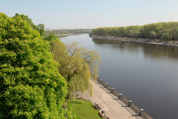 Sozh river embankment near the Palace and Park Ensemble in Gomel, Belarus.