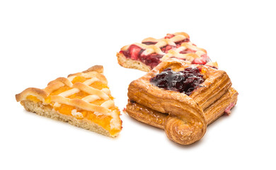 pieces of fruit cake isolated