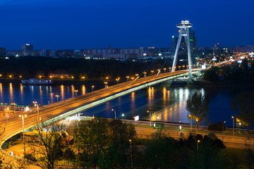 Fototapeta na wymiar New Bridge over Danube River in Bratislava