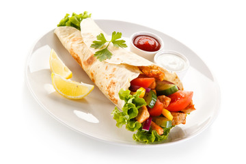 Kebabs - grilled meat and vegetables