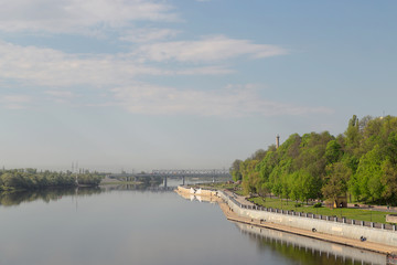 Sozh river embankment near the Palace and Park Ensemble in Gomel, Belarus.