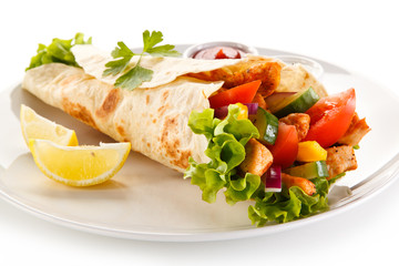 Kebabs - grilled meat and vegetables