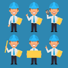 Engineer Holds Phone Folder and Poster