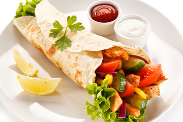 Kebabs - grilled meat and vegetables