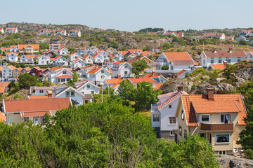 Fototapeta na wymiar View of a coastal village in the Swedish Bohuslan