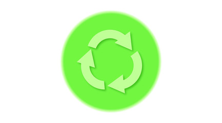 Green recycling symbol in circle