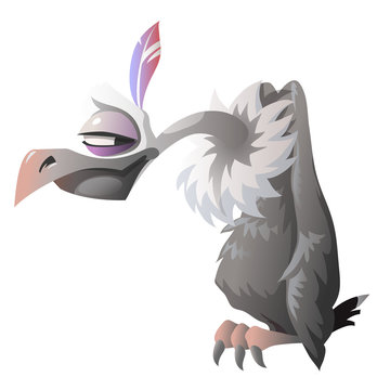 Cartoon cute vulture isolated. Series characters 