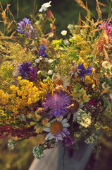 Fototapeta na wymiar beautiful bouquet of bright wildflowers