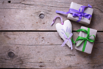 Decorative heart and boxes with presents