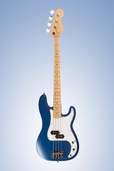 Blue matte bass guitar